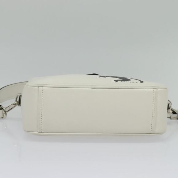 PRADA Shoulder Bag Leather White Silver - Picture 9 of 13